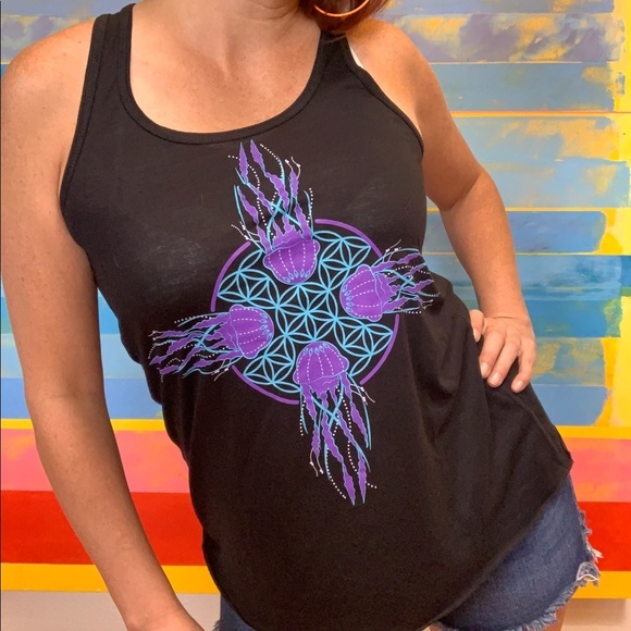 MY DESIGN Zia Flower of Life Jellyfish Flowy Tank - Picture 3 of 12